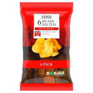 Tesco Ready Salted Crisps 6 X 25g